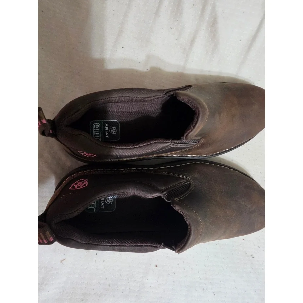 Ariat Cruiser‎ Brown Leather Slip On Loafers Womens 10B 10020171 4LR Pink Logo